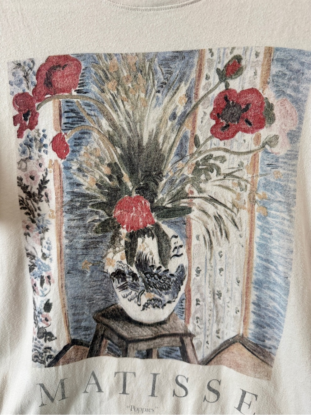 Abercrombie & Fitch Matisse 'Poppies' Graphic Oversized Tee - Cream - Picture 4 of 7